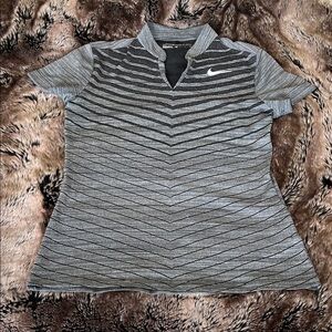 Nike Black and Gray Chevron Polo Shirt